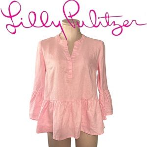 Lilly Pulitzer pink linen blouse in size XXS. Absolutely gorgeous.